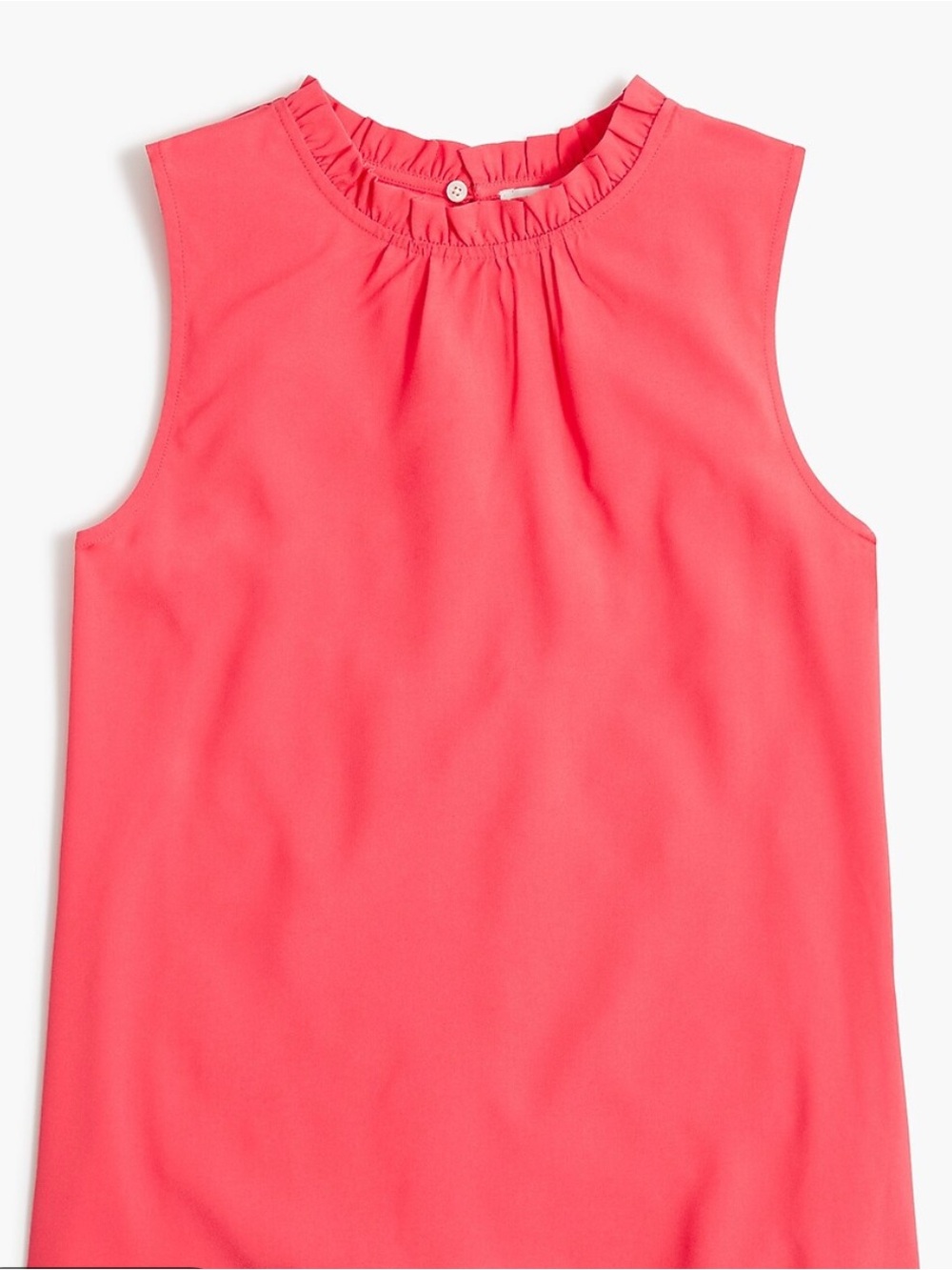 J. Crew Factory Coral Pink Sleeveless Ruffle Neck Blouse